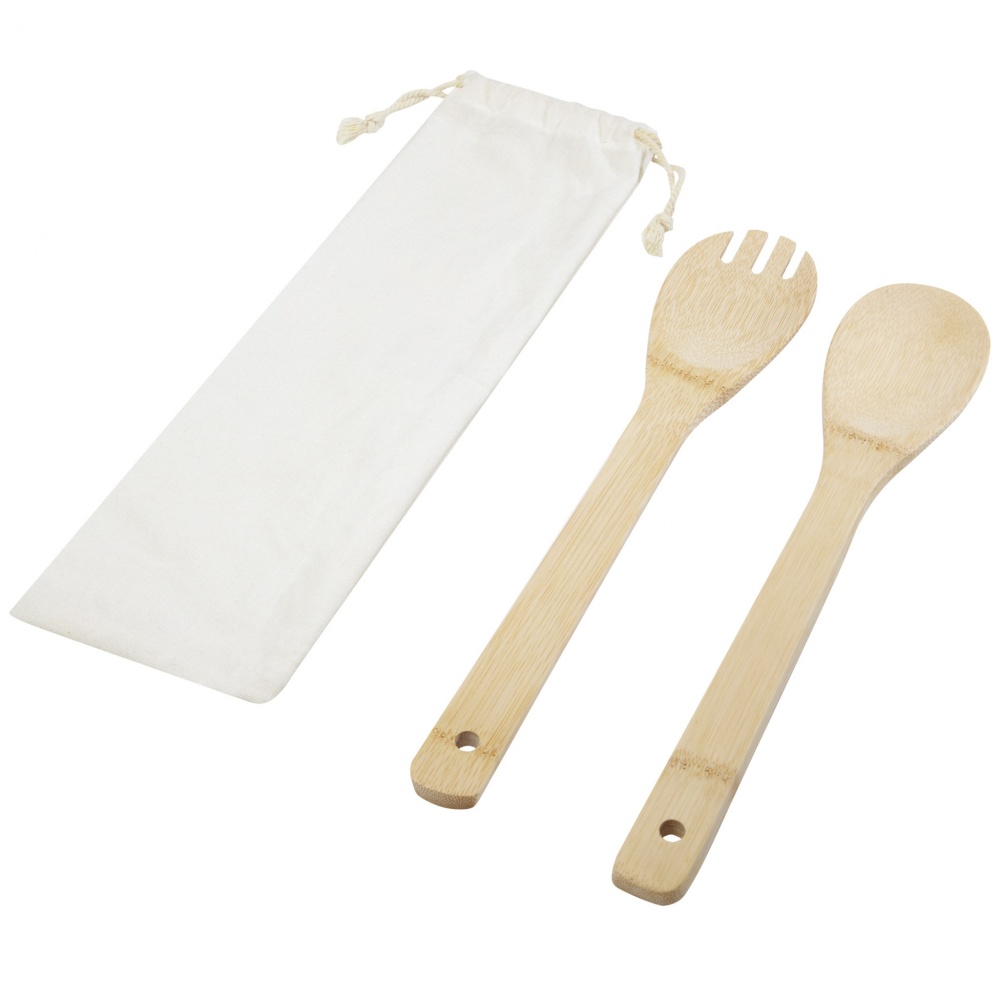 Logo trade promotional merchandise image of: Endiv bamboo salad spoon and fork