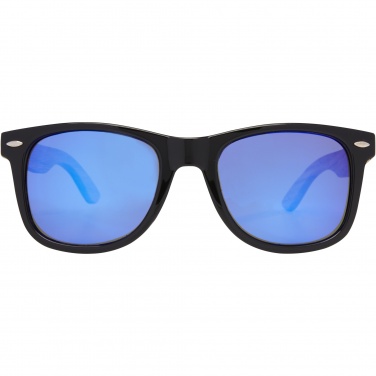 Logo trade promotional gifts image of: Hiru rPET/wood mirrored polarized sunglasses in gift box