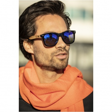 Logotrade advertising products photo of: Hiru rPET/wood mirrored polarized sunglasses in gift box