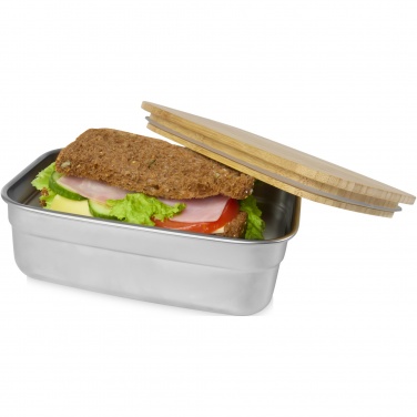 Logo trade promotional giveaways image of: Tite stainless steel lunch box with bamboo lid
