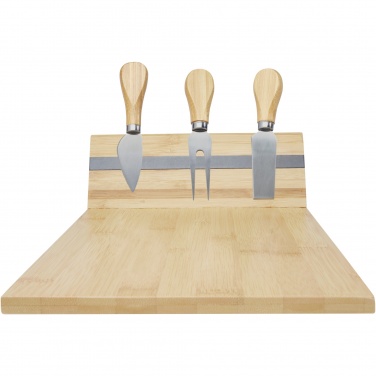 Logo trade promotional gifts picture of: Mancheg bamboo magnetic cheese board and tools
