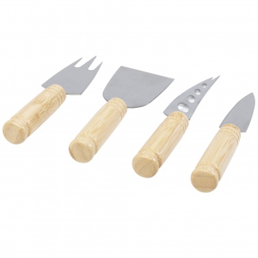 Logo trade promotional item photo of: Cheds 4-piece bamboo cheese set