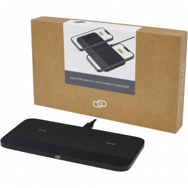 Logo trade promotional gifts image of: Hybrid 15W premium dual wireless charging pad