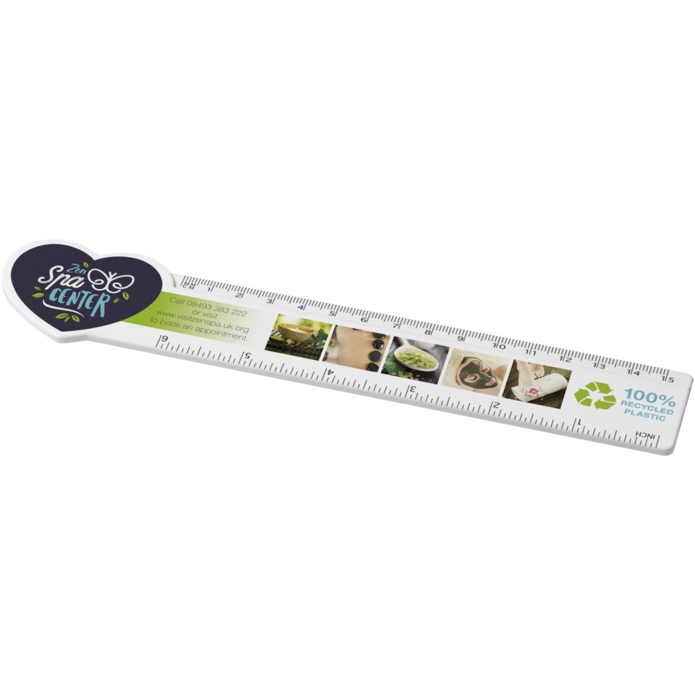 Logotrade promotional product picture of: Tait 15 cm heart-shaped recycled plastic ruler
