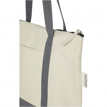 Logo trade promotional giveaways image of: Repose 320 g/m² recycled cotton zippered tote bag 10L
