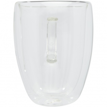 Logo trade corporate gift photo of: Manti 2-piece 350 ml double-wall glass cup with bamboo coaster 