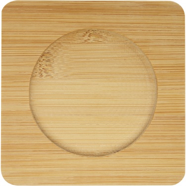 Logotrade advertising products photo of: Manti 2-piece 350 ml double-wall glass cup with bamboo coaster 