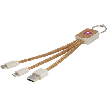 Logo trade promotional items picture of: Bates wheat straw and cork 3-in-1 charging cable