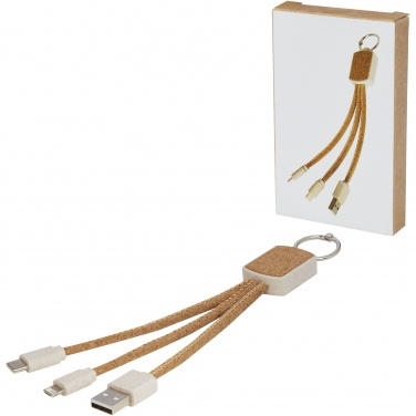 Logotrade corporate gift picture of: Bates wheat straw and cork 3-in-1 charging cable
