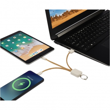Logo trade corporate gifts picture of: Bates wheat straw and cork 3-in-1 charging cable