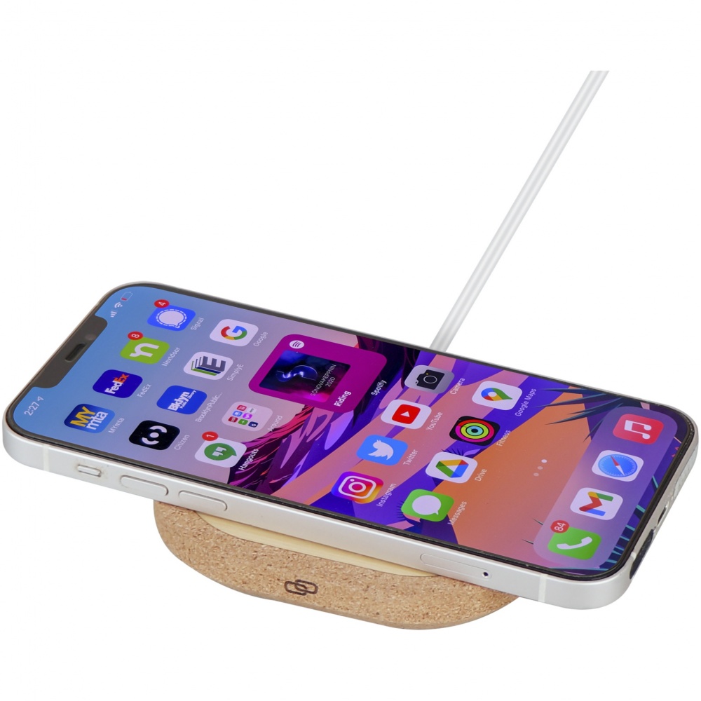Logo trade advertising product photo of: Cerris 15W cork wireless charging pad