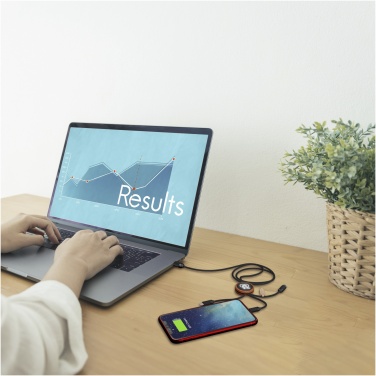 Logo trade corporate gifts picture of: SCX.design C36 3-in-1 rPET light-up logo extended charging cable with round bamboo casing