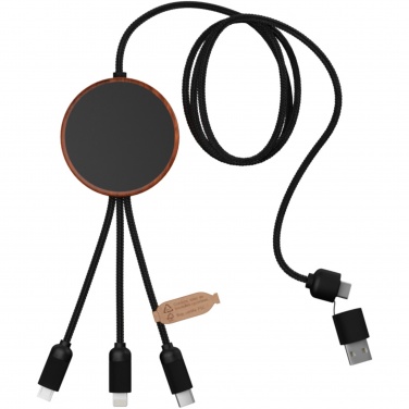 Logo trade promotional merchandise image of: SCX.design C40 5-in-1 rPET light-up logo charging cable and 10W charging pad