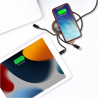 Logo trade advertising product photo of: SCX.design C40 5-in-1 rPET light-up logo charging cable and 10W charging pad