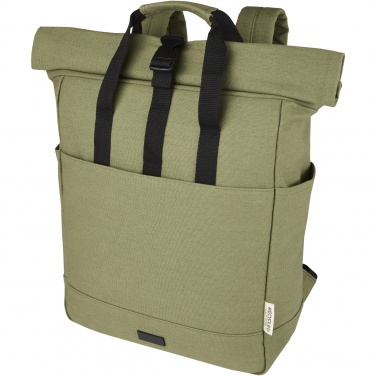 Logo trade corporate gifts image of: Joey 15” GRS recycled canvas rolltop laptop backpack 15L