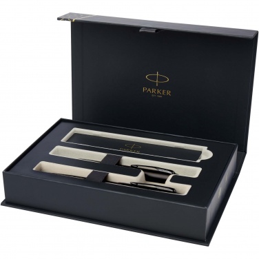 Logo trade promotional giveaway photo of: Parker IM achromatic ballpoint and rollerball pen set with gift box