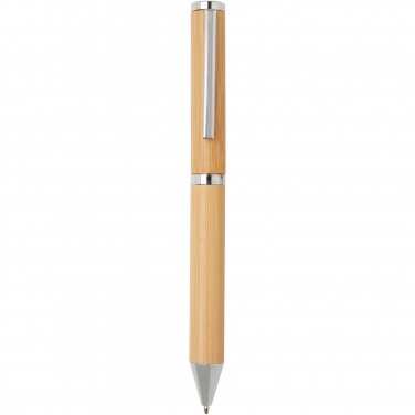 Logo trade promotional merchandise picture of: Apolys bamboo ballpoint and rollerball pen gift set 