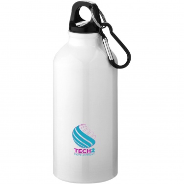 Logotrade promotional giveaway image of: Oregon 400 ml RCS certified recycled aluminium water bottle with carabiner