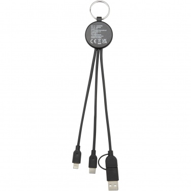 Logo trade advertising product photo of: Tecta 6-in-1 recycled plastic/bamboo charging cable with keyring