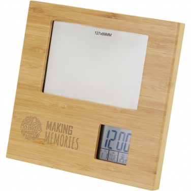 Logotrade business gift image of: Sasa bamboo photo frame with thermometer