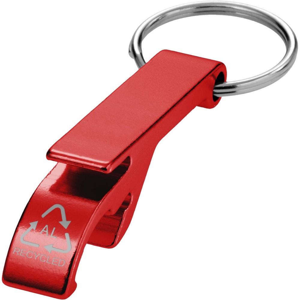 Logo trade promotional merchandise image of: Tao RCS recycled aluminium bottle and can opener with keychain 