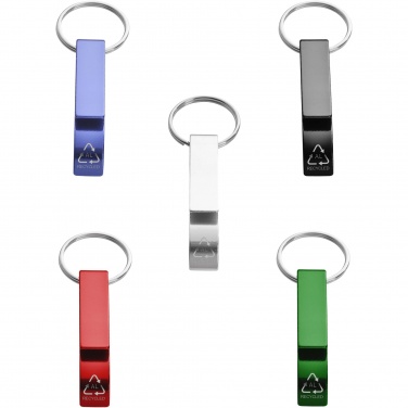 Logotrade advertising product image of: Tao RCS recycled aluminium bottle and can opener with keychain 