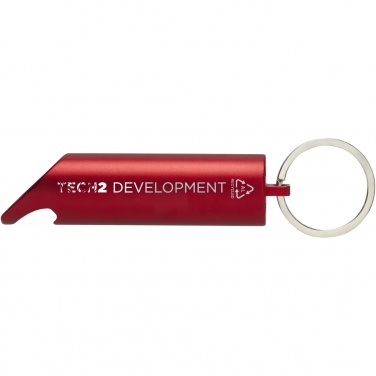 Logo trade promotional gifts image of: Flare RCS recycled aluminium IPX LED light and bottle opener with keychain