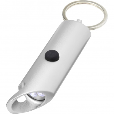 Logo trade promotional giveaway photo of: Flare RCS recycled aluminium IPX LED light and bottle opener with keychain