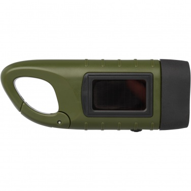 Logotrade corporate gift image of: Helios recycled plastic solar dynamo flashlight with carabiner
