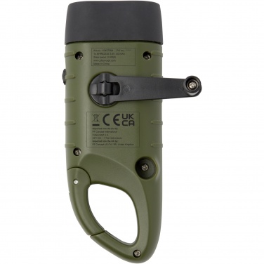 Logotrade promotional items photo of: Helios recycled plastic solar dynamo flashlight with carabiner