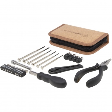 Logo trade promotional gifts picture of: Spike 24-piece RCS recycled plastic tool set with cork pouch