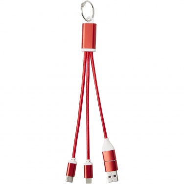 Logo trade promotional item photo of: Metal 4-in-1 recycled aluminium charging cable with keychain