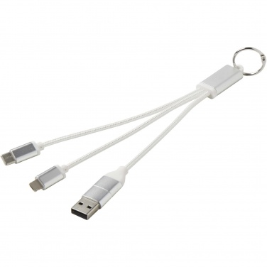 Logo trade promotional product photo of: Metal 4-in-1 recycled aluminium charging cable with keychain