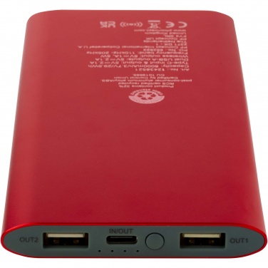 Logotrade promotional gift picture of: Juice 8000 mAh Type-C recycled aluminium wireless power bank