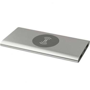 Logo trade business gifts image of: Juice 8000 mAh Type-C recycled aluminium wireless power bank