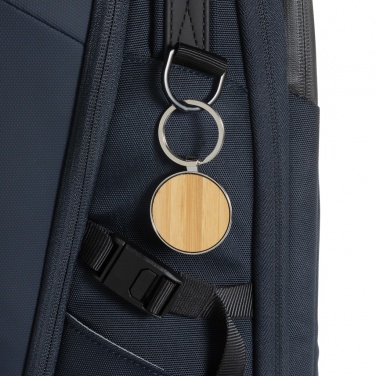 Logotrade promotional gift picture of: RCS recycled zinc alloy round keychain with bamboo