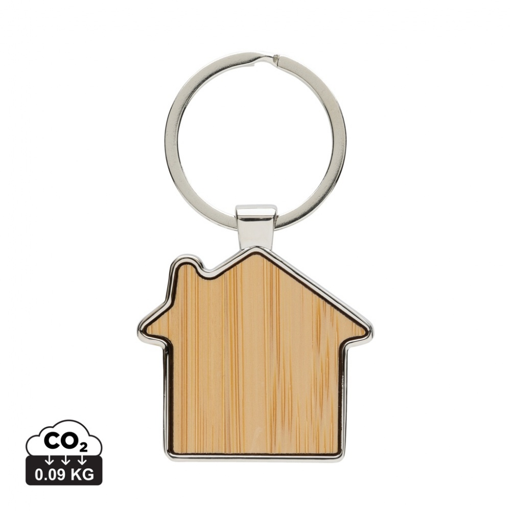 Logotrade promotional giveaway image of: RCS recycled zinc alloy house keychain with bamboo