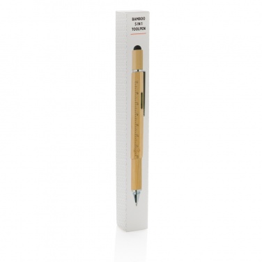 Logo trade promotional giveaways picture of: Bamboo 5-in-1 toolpen