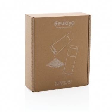 Logo trade promotional items picture of: Ukiyo bamboo salt and pepper mill set
