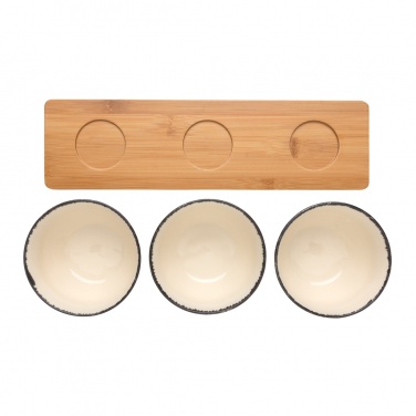 Logo trade promotional merchandise image of: Ukiyo 3pc serving bowl set with bamboo tray