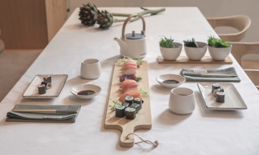 Logotrade advertising products photo of: Ukiyo 3pc serving bowl set with bamboo tray