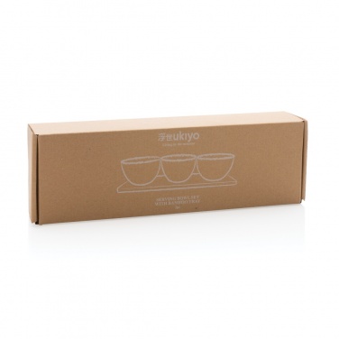 Logo trade advertising products image of: Ukiyo 3pc serving bowl set with bamboo tray