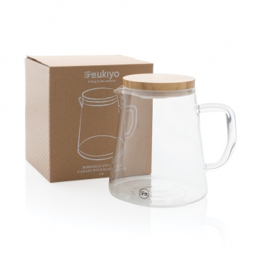 Logo trade promotional gift photo of: Ukiyo borosilicate glass carafe with bamboo lid 1.2L