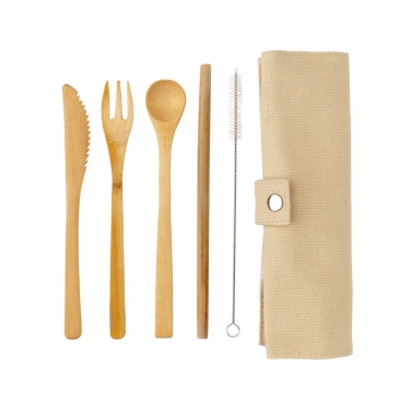 Logo trade promotional giveaways image of: Reusable bamboo travel cutlery set