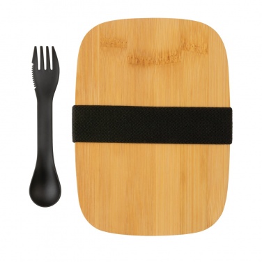 Logo trade promotional item photo of: Stainless steel lunchbox with bamboo lid and spork
