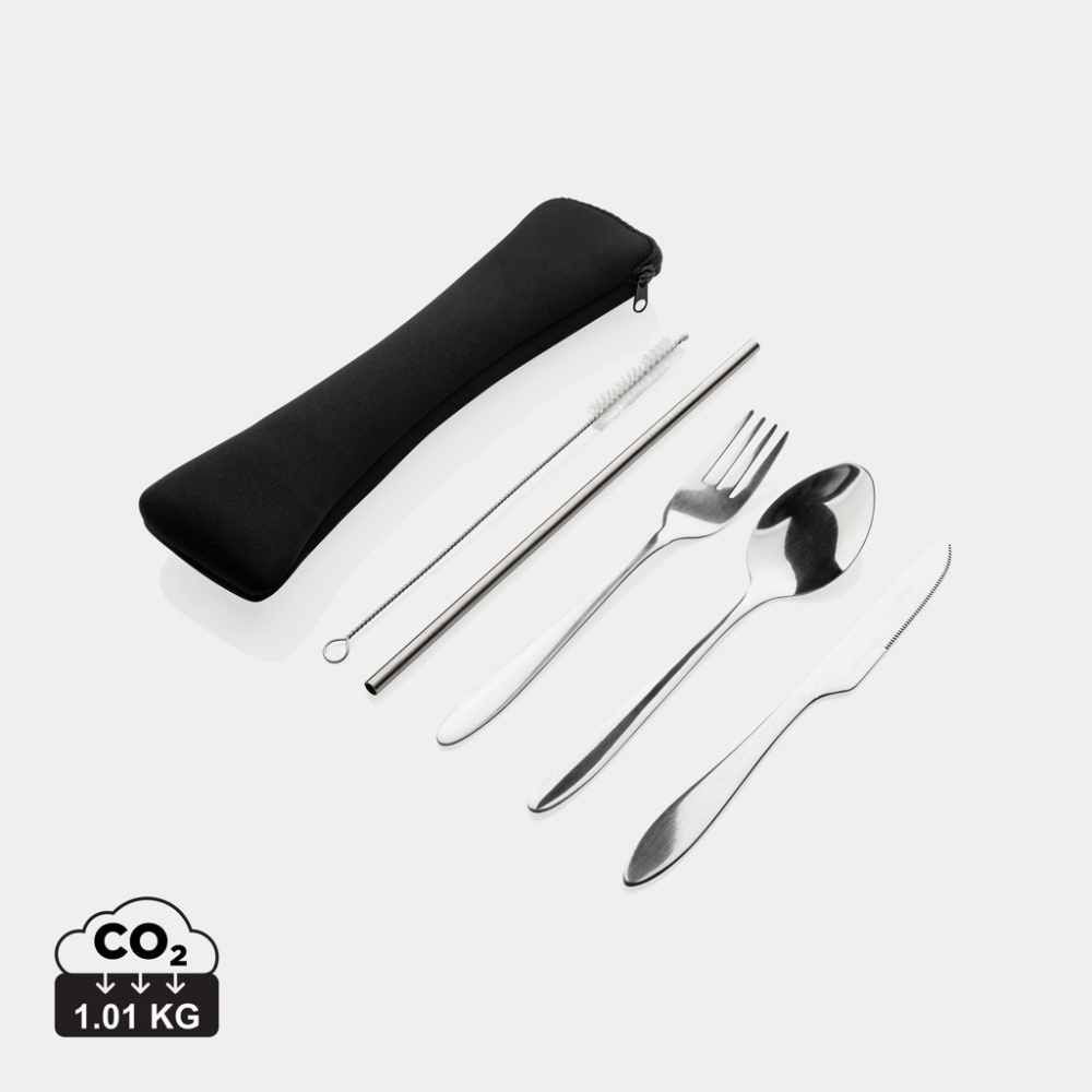Logo trade promotional items image of: 4 PCS stainless steel re-usable cutlery set