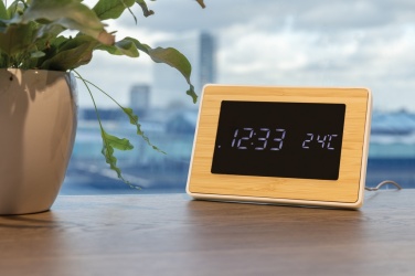 Logotrade promotional giveaways photo of: Utah RCS recycled plastic and bamboo LED clock