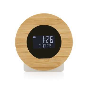 Logotrade promotional product image of: Utah RCS rplastic and bamboo LCD desk clock