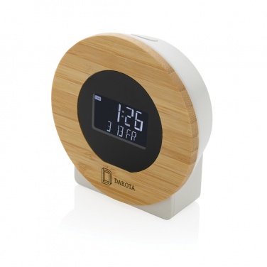 Logotrade promotional product picture of: Utah RCS rplastic and bamboo LCD desk clock