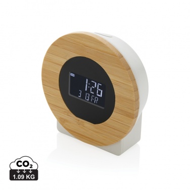 Logo trade corporate gifts picture of: Utah RCS rplastic and bamboo LCD desk clock
